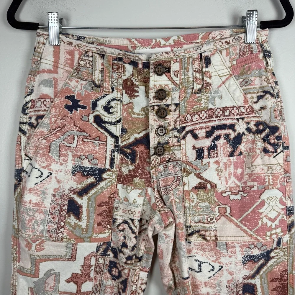 Anthropologie The Wanderer Utility Pant Button Fly Boho Size 27 Tapestry Aztec